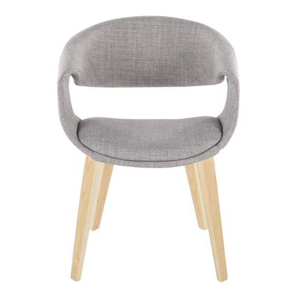 Curvo Contemporary Grey Fabric Chair Natural Wood Frame Set of 2 6