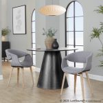 Curvo Contemporary Grey Fabric Upholstered Chair Whitewashed Wood (Set of 2) 10 Curvo Contemporary Grey Fabric Upholstered Chair Whitewashed Wood (Set of 2)