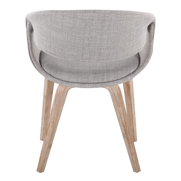 Curvo Contemporary Grey Fabric Upholstered Chair Whitewashed Wood Set of 2 5