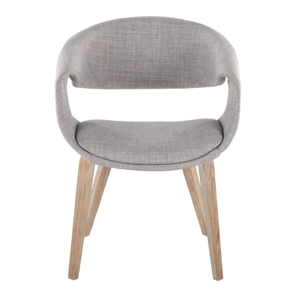 Curvo Contemporary Grey Fabric Upholstered Chair Whitewashed Wood Set of 2 6