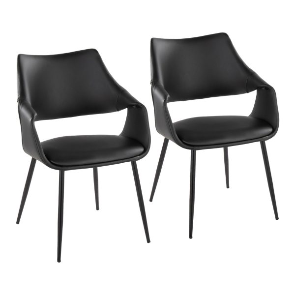 Curvo Contemporary High Back Black Upholstered Chairs Set of 2 Set of 2 1
