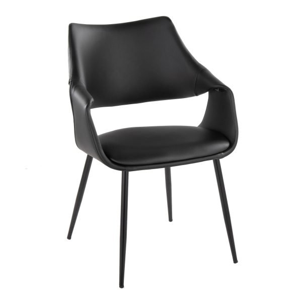 Curvo Contemporary High Back Black Upholstered Chairs Set of 2 Set of 2 2