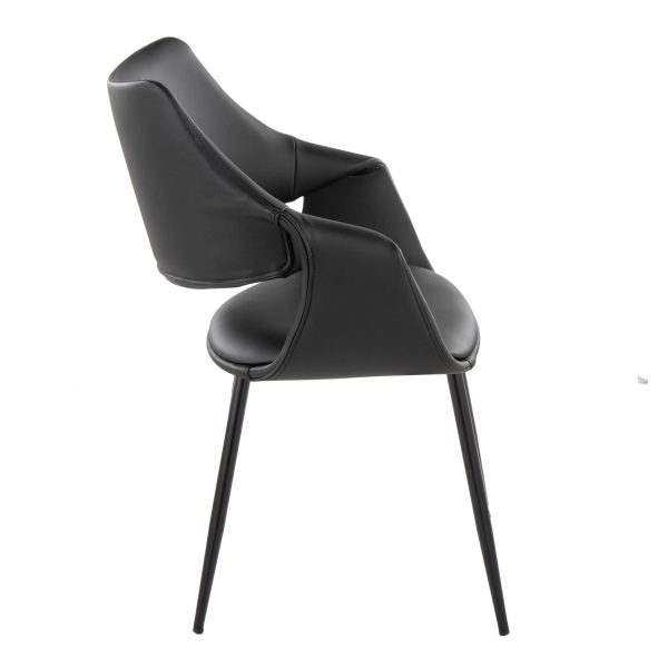 Curvo Contemporary High Back Black Upholstered Chairs Set of 2 Set of 2 3