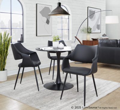 Curvo Contemporary High Back Black Upholstered Chairs (Set of 2) (Set of 2)