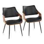 Curvo Contemporary High Back Chairs Black Metal and Walnut (Set of 2) (Set of 2) 11 Curvo Contemporary High Back Chairs Black Metal and Walnut (Set of 2) (Set of 2)