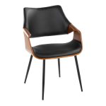 Curvo Contemporary High Back Chairs Black Metal and Walnut (Set of 2) (Set of 2) 12 Curvo Contemporary High Back Chairs Black Metal and Walnut (Set of 2) (Set of 2)