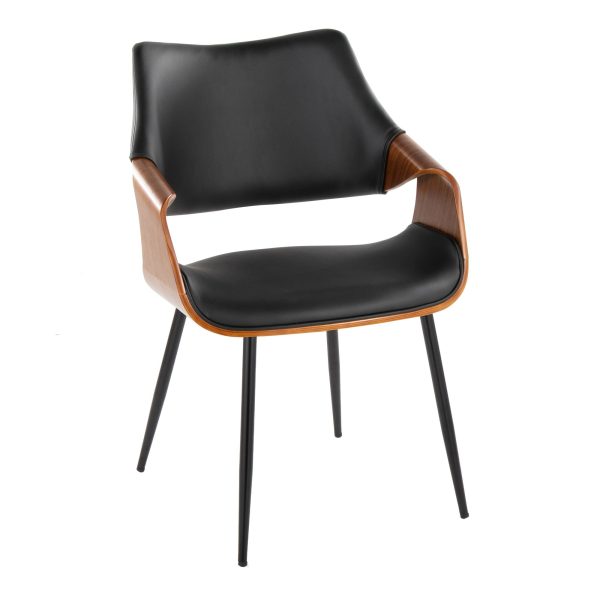 Curvo Contemporary High Back Chairs Black Metal and Walnut Set of 2 Set of 2 2
