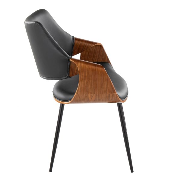 Curvo Contemporary High Back Chairs Black Metal and Walnut Set of 2 Set of 2 3