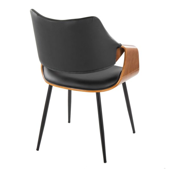 Curvo Contemporary High Back Chairs Black Metal and Walnut Set of 2 Set of 2 4
