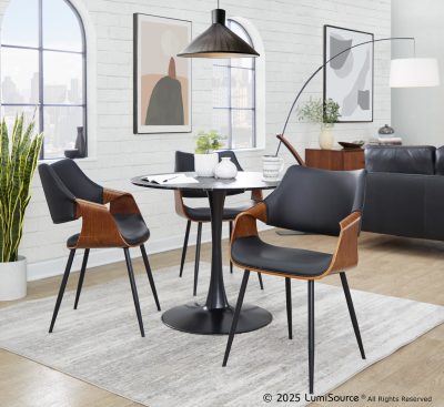 Curvo Contemporary High Back Chairs Black Metal and Walnut (Set of 2) (Set of 2)