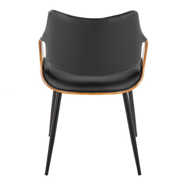 Curvo Contemporary High Back Chairs Black Metal and Walnut Set of 2 Set of 2 5