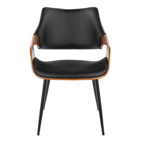 Curvo Contemporary High Back Chairs Black Metal and Walnut Set of 2 Set of 2 6