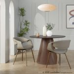 Curvo Contemporary Light Grey Faux Leather Chairs Antique Copper (Set of 2) 10 Curvo Contemporary Light Grey Faux Leather Chairs Antique Copper (Set of 2)