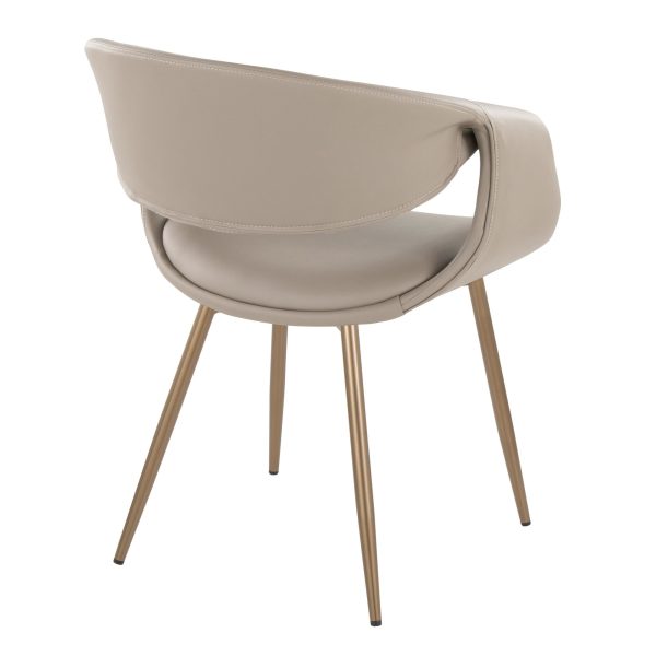 Curvo Contemporary Light Grey Faux Leather Chairs Antique Copper Set of 2 4