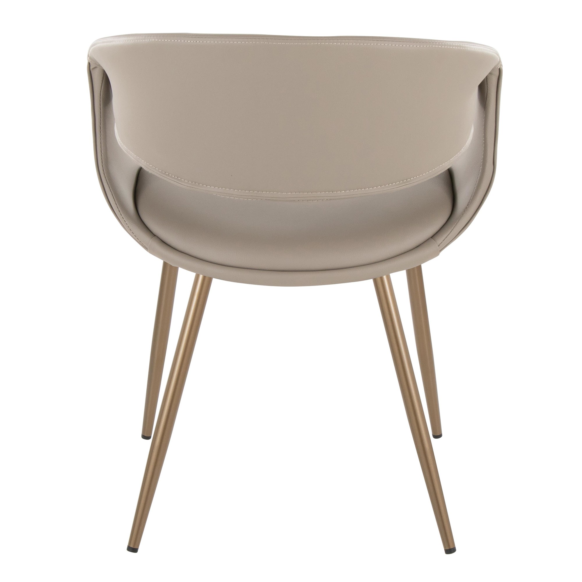 Curvo Contemporary Light Grey Faux Leather Chairs Antique Copper (Set of 2) 6 Curvo Contemporary Light Grey Faux Leather Chairs Antique Copper (Set of 2) - Image 6