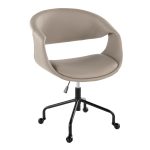 Curvo Contemporary Upholstered Task Chair in Light Grey Faux Leather 10 Curvo Contemporary Upholstered Task Chair in Light Grey Faux Leather