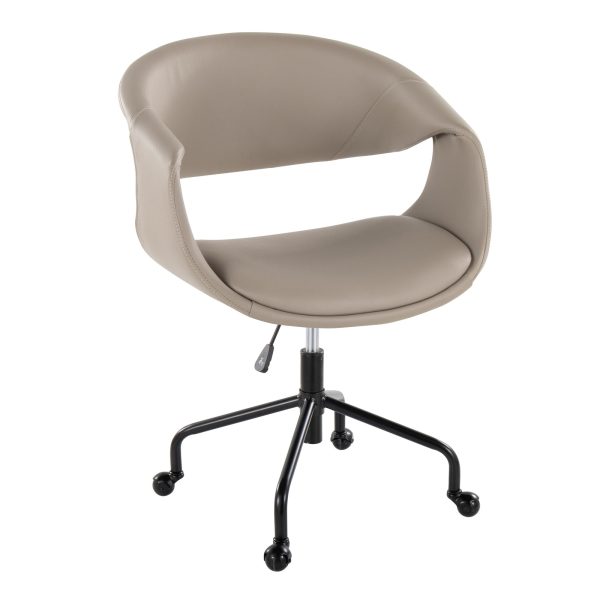 Curvo Contemporary Upholstered Task Chair in Light Grey Faux Leather 1