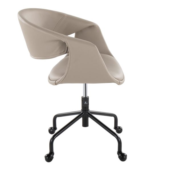 Curvo Contemporary Upholstered Task Chair in Light Grey Faux Leather 2