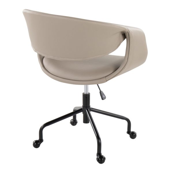 Curvo Contemporary Upholstered Task Chair in Light Grey Faux Leather 3