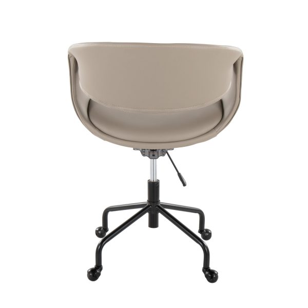 Curvo Contemporary Upholstered Task Chair in Light Grey Faux Leather 4