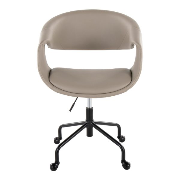 Curvo Contemporary Upholstered Task Chair in Light Grey Faux Leather 5
