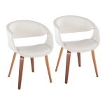 Curvo Contemporary Walnut Wood White Faux Leather Chairs (Set of 2) 11 Curvo Contemporary Walnut Wood White Faux Leather Chairs (Set of 2)