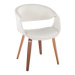 Curvo Contemporary Walnut Wood White Faux Leather Chairs (Set of 2) 12 Curvo Contemporary Walnut Wood White Faux Leather Chairs (Set of 2)