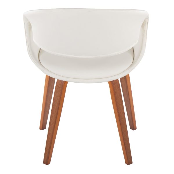 Curvo Contemporary Walnut Wood White Faux Leather Chairs Set of 2 5