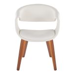 Curvo Contemporary Walnut Wood White Faux Leather Chairs (Set of 2) 16 Curvo Contemporary Walnut Wood White Faux Leather Chairs (Set of 2)