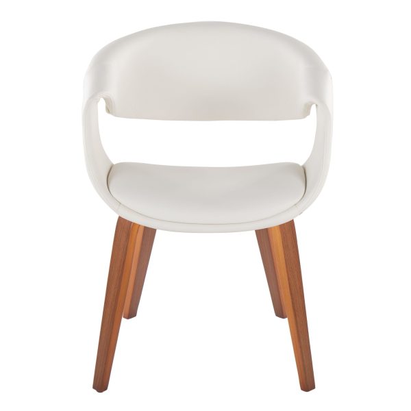 Curvo Contemporary Walnut Wood White Faux Leather Chairs Set of 2 6