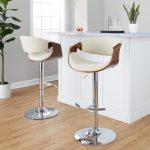 Curvo Cream Fabric Mid-Century Modern Swivel Barstool (Set of 2) 12 Curvo Cream Fabric Mid-Century Modern Swivel Barstool (Set of 2)