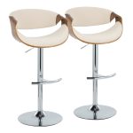 Curvo Cream Fabric Mid-Century Modern Swivel Barstool (Set of 2) 13 Curvo Cream Fabric Mid-Century Modern Swivel Barstool (Set of 2)