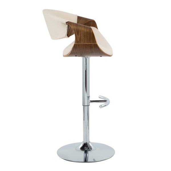 Curvo Cream Fabric Mid Century Modern Swivel Barstool Set of 2 4
