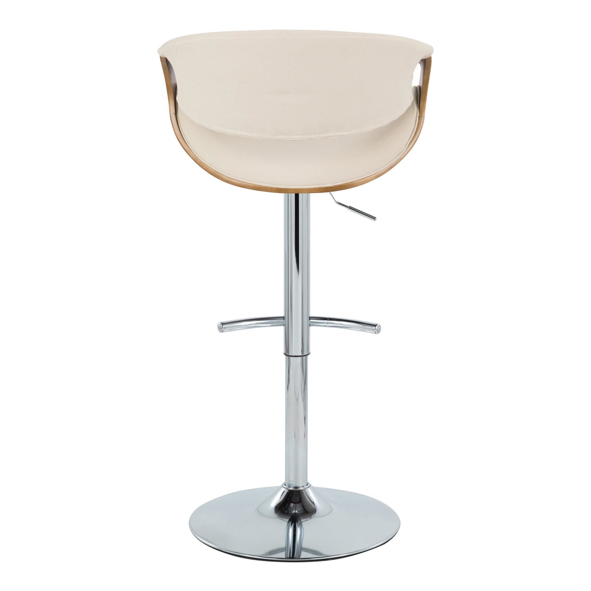 Curvo Cream Fabric Mid-Century Modern Swivel Barstool (Set of 2) 7 Curvo Cream Fabric Mid-Century Modern Swivel Barstool (Set of 2) - Image 7