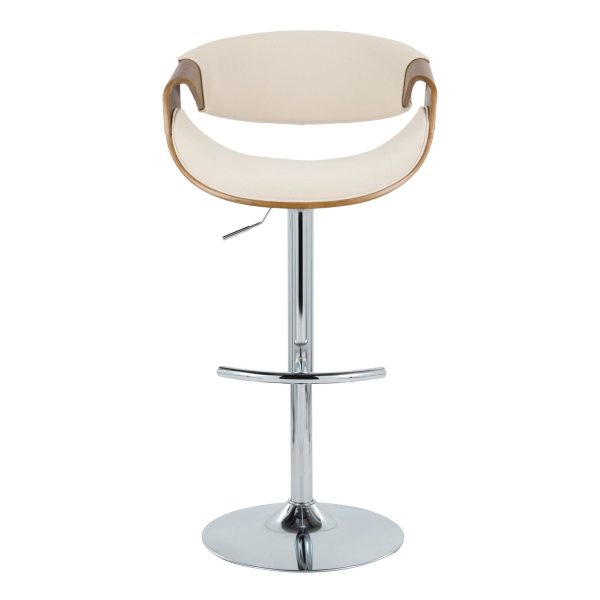 Curvo Cream Fabric Mid Century Modern Swivel Barstool Set of 2 7