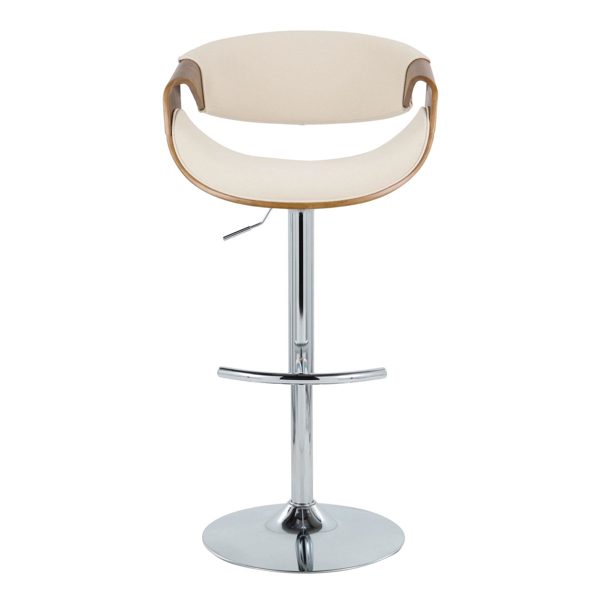 Curvo Cream Fabric Mid-Century Modern Swivel Barstool (Set of 2) 8 Curvo Cream Fabric Mid-Century Modern Swivel Barstool (Set of 2) - Image 8