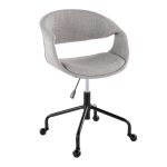 Curvo Grey Fabric Contemporary Swivel Task Chair