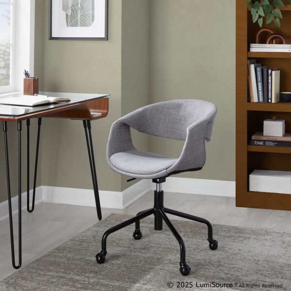 Curvo Grey Fabric Contemporary Swivel Task Chair