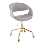 Curvo Grey Fabric Contemporary Task Chair Gold Base 10 Curvo Grey Fabric Contemporary Task Chair Gold Base