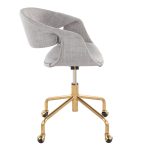 Curvo Grey Fabric Contemporary Task Chair Gold Base 11 Curvo Grey Fabric Contemporary Task Chair Gold Base