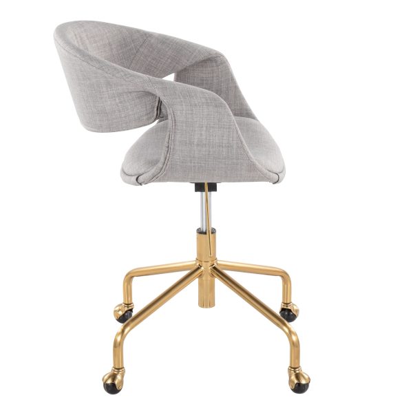 Curvo Grey Fabric Contemporary Task Chair Gold Base 2