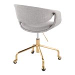 Curvo Grey Fabric Contemporary Task Chair Gold Base 12 Curvo Grey Fabric Contemporary Task Chair Gold Base