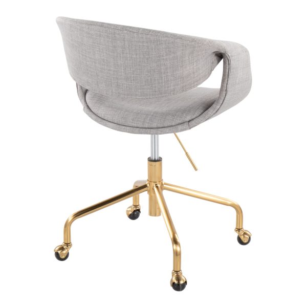 Curvo Grey Fabric Contemporary Task Chair Gold Base 3