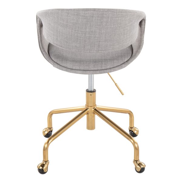 Curvo Grey Fabric Contemporary Task Chair Gold Base 4