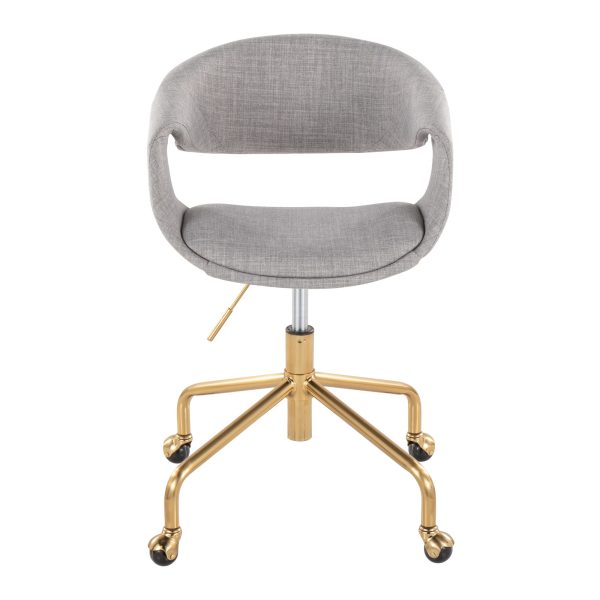 Curvo Grey Fabric Contemporary Task Chair Gold Base 5