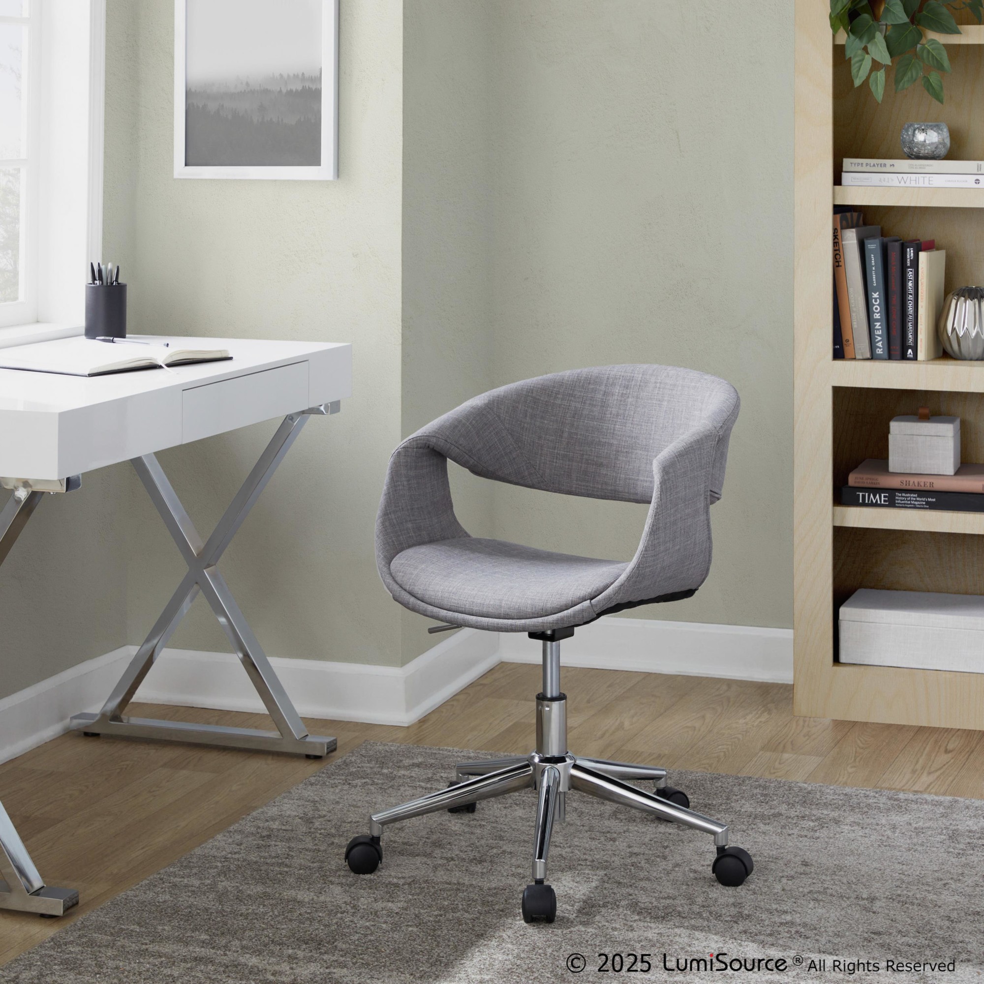 Curvo Grey Fabric Contemporary Task Chair 1 Curvo Grey Fabric Contemporary Task Chair