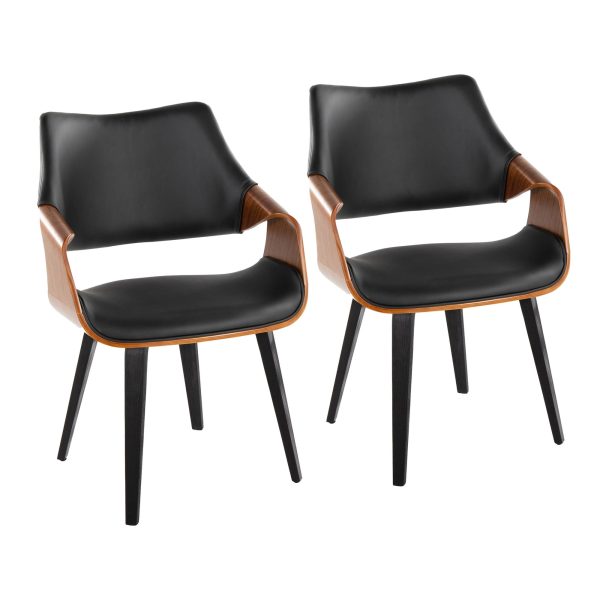 Curvo High Back Black Wood Contemporary Chairs Set of 2 1