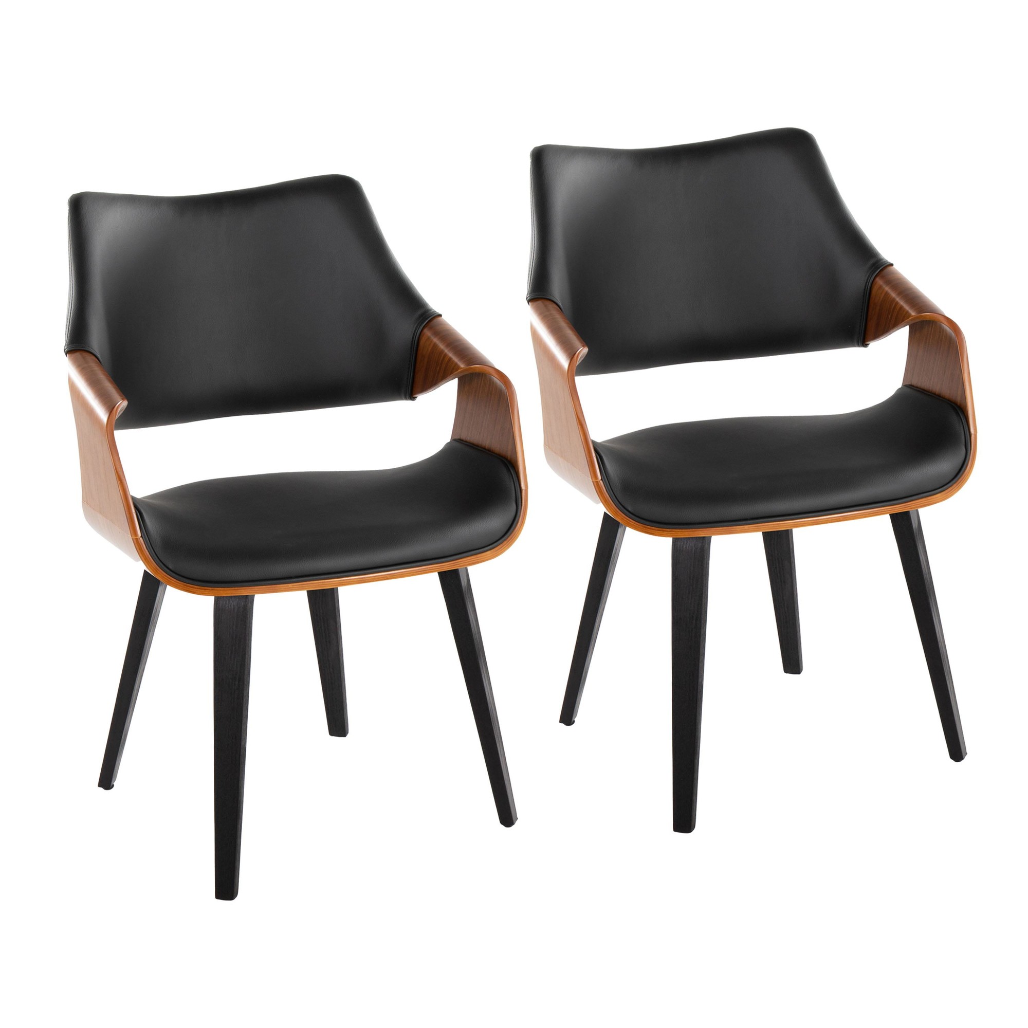 Curvo High Back Black Wood Contemporary Chairs (Set of 2) 2 Curvo High Back Black Wood Contemporary Chairs (Set of 2) - Image 2