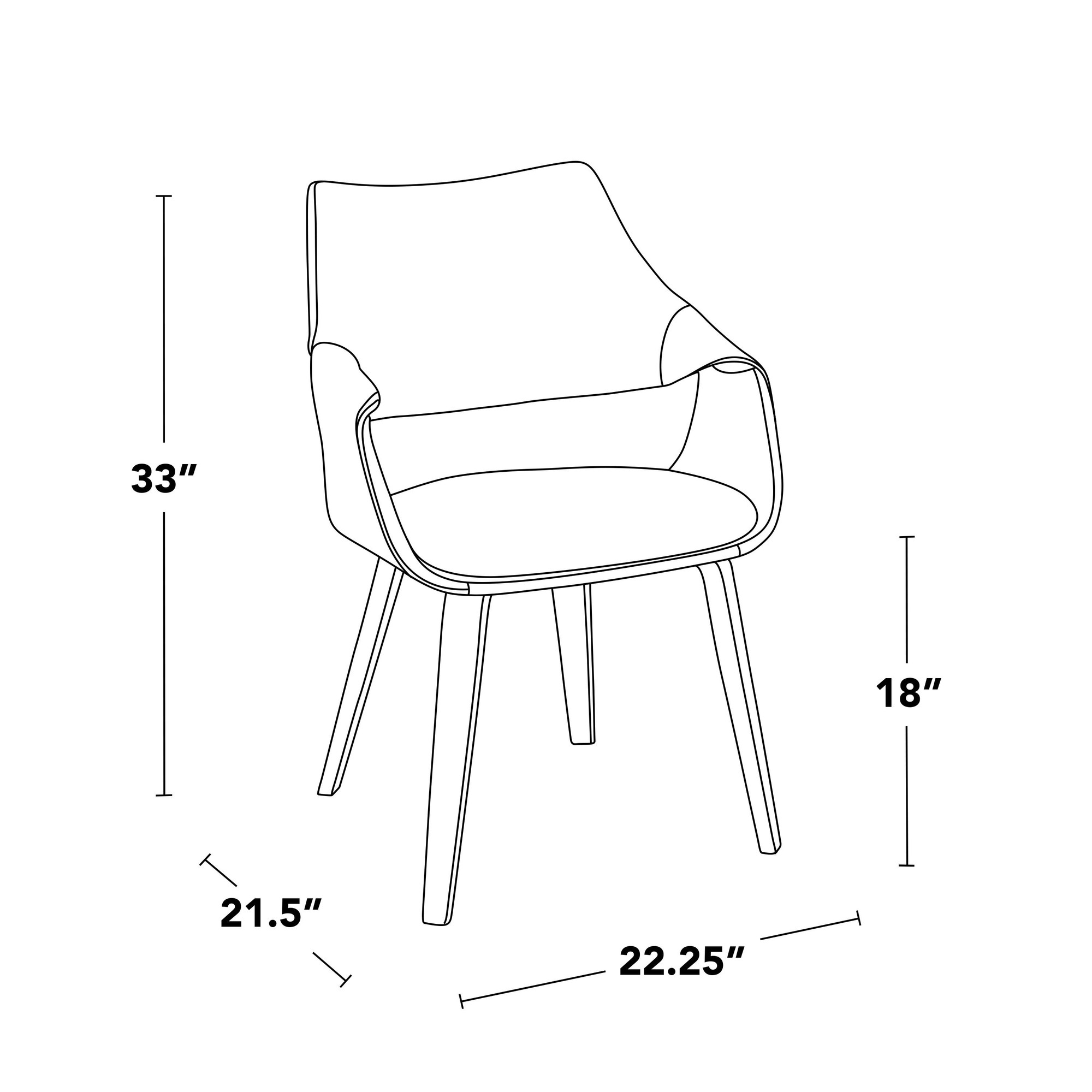 Curvo High Back Black Wood Contemporary Chairs (Set of 2) 8 Curvo High Back Black Wood Contemporary Chairs (Set of 2) - Image 8