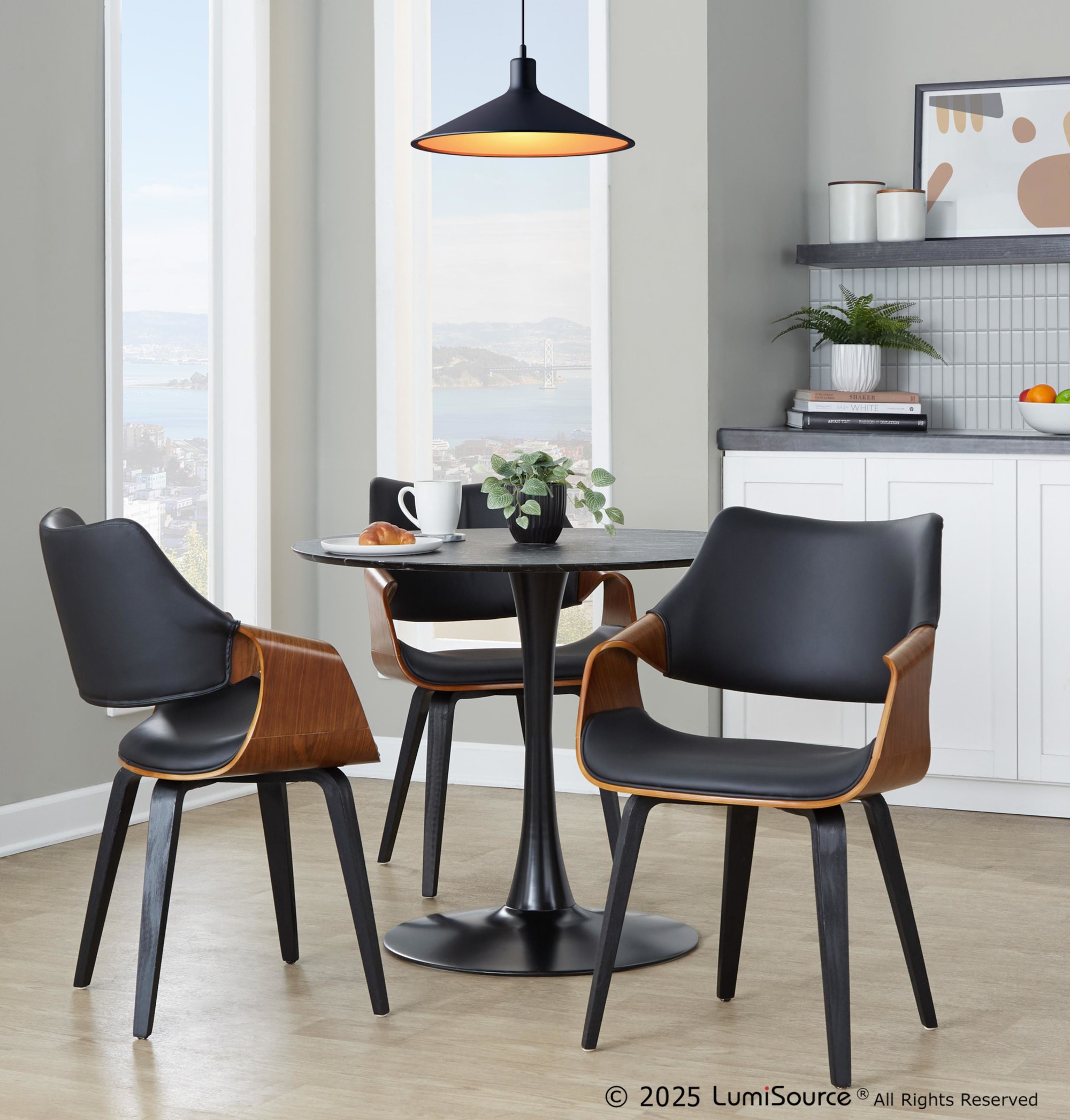 Curvo High Back Black Wood Contemporary Chairs (Set of 2) 1 Curvo High Back Black Wood Contemporary Chairs (Set of 2)